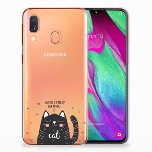 Samsung Galaxy A40 Telefoonhoesje met Naam Cat Good Day