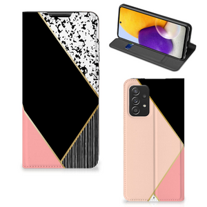 Samsung Galaxy A72 (5G/4G) Stand Case Zwart Roze Vormen