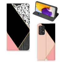 Samsung Galaxy A72 (5G/4G) Stand Case Zwart Roze Vormen - thumbnail