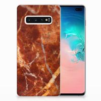 Samsung Galaxy S10 Plus TPU Siliconen Hoesje Marmer Bruin - thumbnail