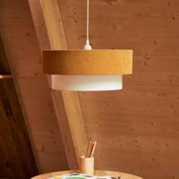 Kave Home Hanglamp Bianella Katoen en rib - Mosterdgeel