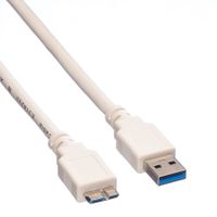 VALUE USB 3.2 Gen 1 kabel, type, A M - Micro B M, wit, 0,8 m - thumbnail