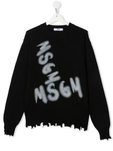 MSGM Kids pull à logo imprimé - Noir