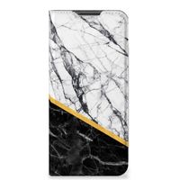 OPPO A54 5G | A74 5G | A93 5G Standcase Marmer Wit Zwart - Origineel Cadeau Man - thumbnail