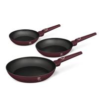 Berlinger Haus Leonardo Collection Braadpannenset, 3 stuks (20-24-28 cm), mat bordeaux/inductie/aluminium met anti-aanbaklaag