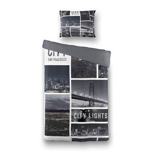 Dekbedovertrek City Lights - Eenpersoons (140x200 cm) - Meerkleurig Polyester-katoen - Dessin: Landschap - Fresh and Co - Dekbed-Discounter.nl