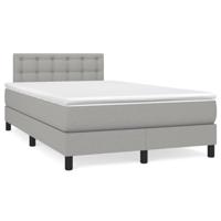 vidaXL Boxspring met matras en LED stof lichtgrijs 120x190 cm, bed, boxspringbed, tweepersoonsbed, slaapmeubel, boxspring bed, bed met matras