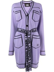 Karl Lagerfeld cardigan mi-long à taille ceinturée - Violet