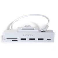 SATECHI USB-C Klem Hub - USB-C Datapoort, USB-A 3.0 Data, Micro/SD Kaartlezer - Voor Apple Studio Display En 2021 iMac M1 24-inch. Niet Geschikt Voor 2020 iMac En Eerdere Modellen (Zilver)