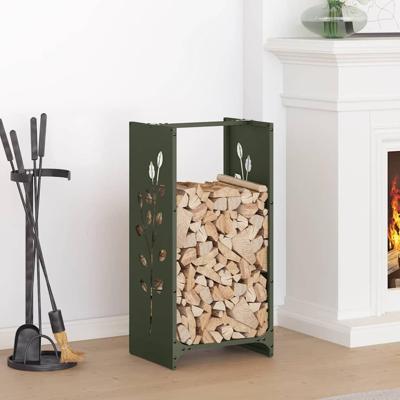 Brandhoutrek 40x30x80 cm koudgewalst staal olijfgroen