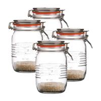 Weckpot/inmaakpot - 4x - 1L - glas - met beugelsluiting - D14 x H17 cm