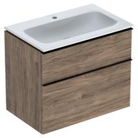 Geberit iCon wastafel 75 cm, met KeraTect, met onderkast met 2 laden, noten hickory