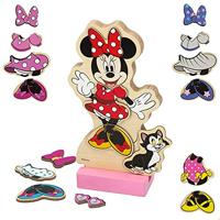 WOOMAX 48727 - Magnetische kinderpuzzel Minnie Mouse van hout, Disney-figuren, inclusief 54 stukjes, 22 x 30 cm, natuurhouten puzzel