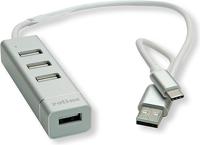 ROLINE USB 2.0 Notebook Hub | 4 poorten | type A + USB-C aansluitkabel | voor gegevens en stroomvoorziening