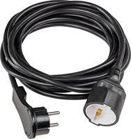 as - Schwabe 50522 Verlengsnoer met Platte Connector, IP20, 230V/16A, 5 meter Kabellengte, Zwart