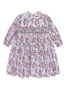 Sarah Louise floral-print smocked minidress - Bleu