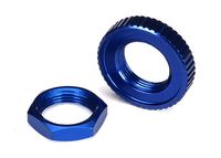 Servo saver nuts, aluminum, blue-anodized (hex (1), serrated (1)) - thumbnail