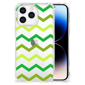 iPhone 14 Pro Doorzichtige Silicone Hoesje Zigzag Groen