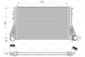 Intercooler, inlaatluchtkoeler VALEO, u.a. für VW, Seat, Audi