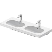 Duravit D code dubbele meubelwastafel 120x49cm 2 kraangaten met overloop wit 03481200002