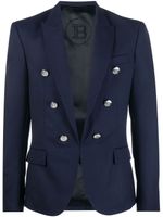 Balmain blazer en laine à boutonnière - Bleu