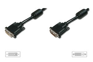 Digitus AK-320200-050-S DVI-kabel DVI Verlengkabel DVI-D 24+1-polige stekker, DVI-D 24+1-polige bus 4.50 m Zwart Schroefbaar