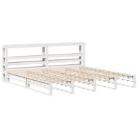 vidaXL Bedframe met hoofdbord massief grenenhout wit 180x200 cm, bed, 2-persoonsbed slaapkamermeubel, houten bed, tweepersoonsbed, houten bedframe