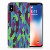 Apple iPhone X | Xs TPU Hoesje Abstract Green Blue - thumbnail