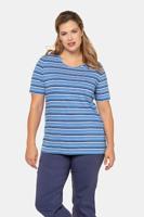 Ulla Popken T-shirt, ronde hals, gestreept - Grote Maten