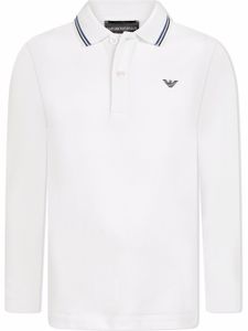 Emporio Armani Kids polo à logo imprimé - Blanc