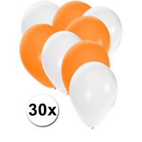 Witte en oranje ballonnen 30 stuks   -