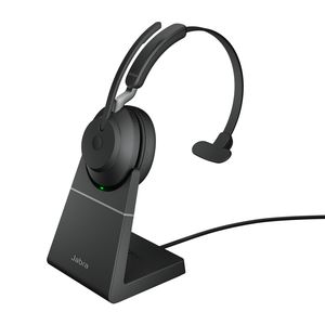 Jabra Evolve2 65 monaural On Ear headset Telefoon Bluetooth Mono Zwart Volumeregeling, Indicator voor batterijstatus, Microfoon uitschakelbaar (mute)