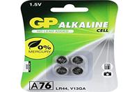 GP 05076AC4 Alkaline knoopcel 76A (V13GA / L1154), verpakking van 4 stuks