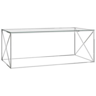vidaXL Salontafel 120x60x45 cm roestvrij staal en glas zilverkleurig