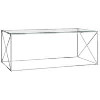 vidaXL Salontafel 120x60x45 cm roestvrij staal en glas zilverkleurig