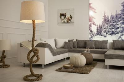 Maritieme vloerlamp SEVEN SEAS 158cm touw vloerlamp linnen kap - 30202