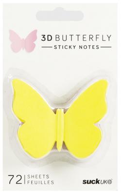 Suck UK memoblok vlinder 3D 5 x 6,5 cm papier geel/roze/blauw Suck UK memoblok vlinder 3D 5 x 6,5 cm papier geel/roze/blauw