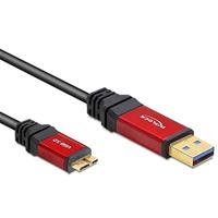 Delock Kabel USB 3.0 Type-A stekker > USB 3.0 type Micro-B stekker 2 m Premium, 82761, rood, zwart