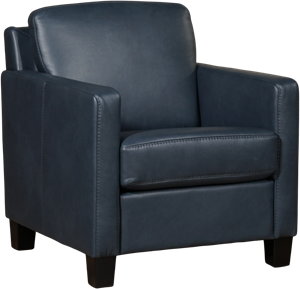 Blauwe leren landelijke fauteuil Smart - poot hout zwart - Granada leer Blue (blauw leer)