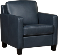 Blauwe leren landelijke fauteuil Smart - poot hout zwart - Granada leer Blue (blauw leer) - thumbnail