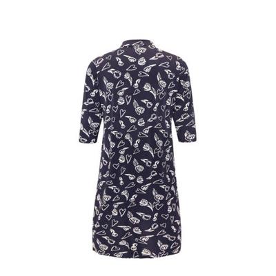 Yoek gebloemde blousejurk TULIP/HEART donkerblauw/wit Yoek gebloemde blousejurk TULIP/HEART donkerblauw/wit