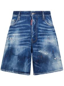 DSQUARED2 short en jean à effet taches de peinture - Bleu