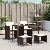 5-delige Tuinset met kussens poly rattan bruin