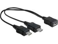 Delock Aansluitkabel, USB Micro,-B aansluiting op 2 x USB Micro-B stekker 20,5 cm, zwart, [65440]