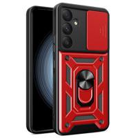 Samsung Galaxy A55 Rotary Ring Hybrid Case with Camera Shield - Rood - thumbnail