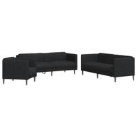 vidaXL 3-delige Loungeset stof zwart, bankenset, tv-stoel, fauteuil, sofa, stoffen bank, beklede bank, stoffen bank, loungebank, woonkamermeubilair