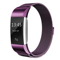 By Qubix - Compatible met Fitbit Charge 2 milanese bandje - Maat: Small - Paars - Compatible fitbit bandje