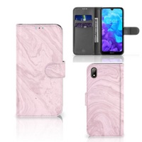 Huawei Y5 (2019) Bookcase Marble Pink - Origineel Cadeau Vriendin - thumbnail