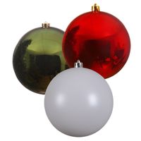 3x stuks grote kerstballen van 20 cm glans van kunststof groen wit en rood - thumbnail