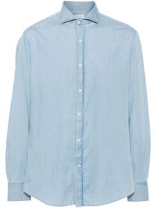 Brunello Cucinelli chemise en coton à col italien - Bleu